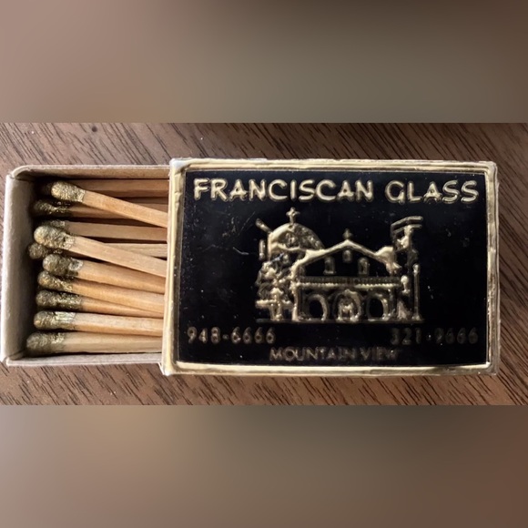 Vintage Franciscan Glass Match Box Matchbook Mountain View Mirrored Back 2X - Picture 2 of 6